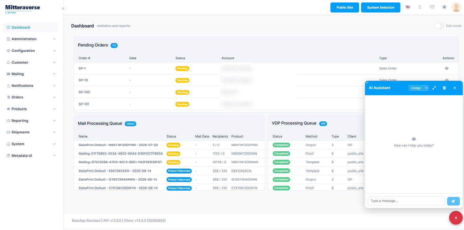 Mitteraverse dashboard