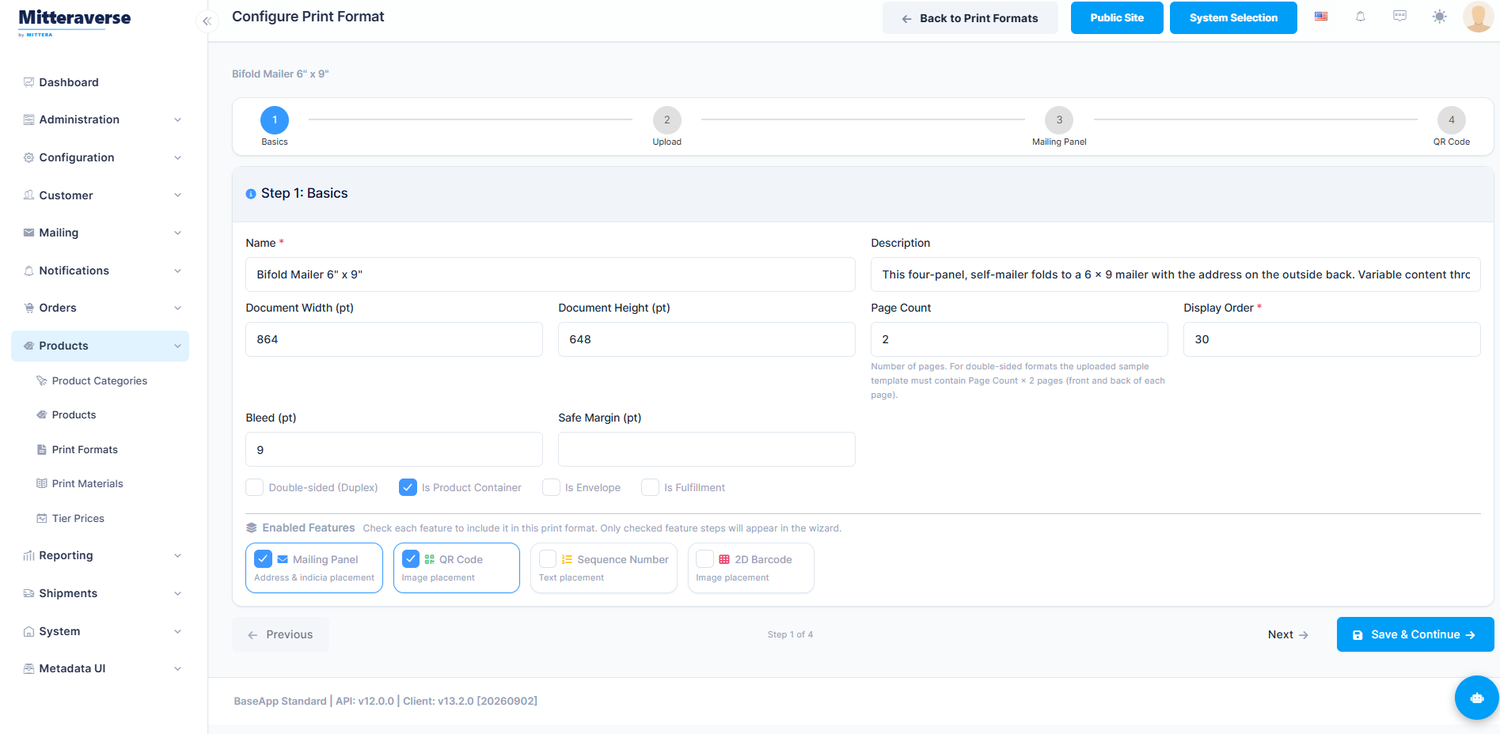 Mitteraverse print-format configuration